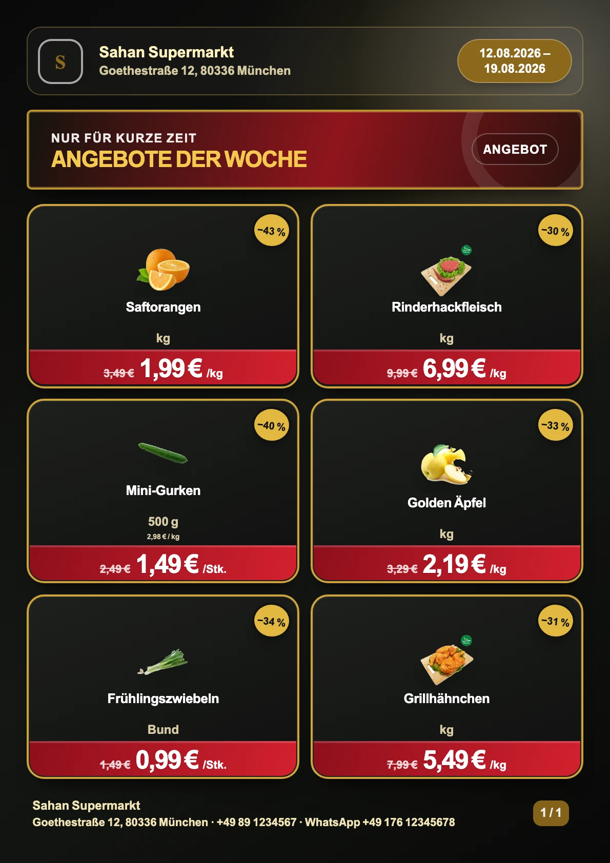 Mit Etiketa Pro erstellter A4-Angebotsflyer