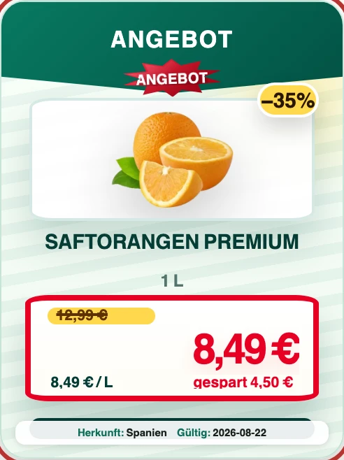 Grünes Angebots-Etikett