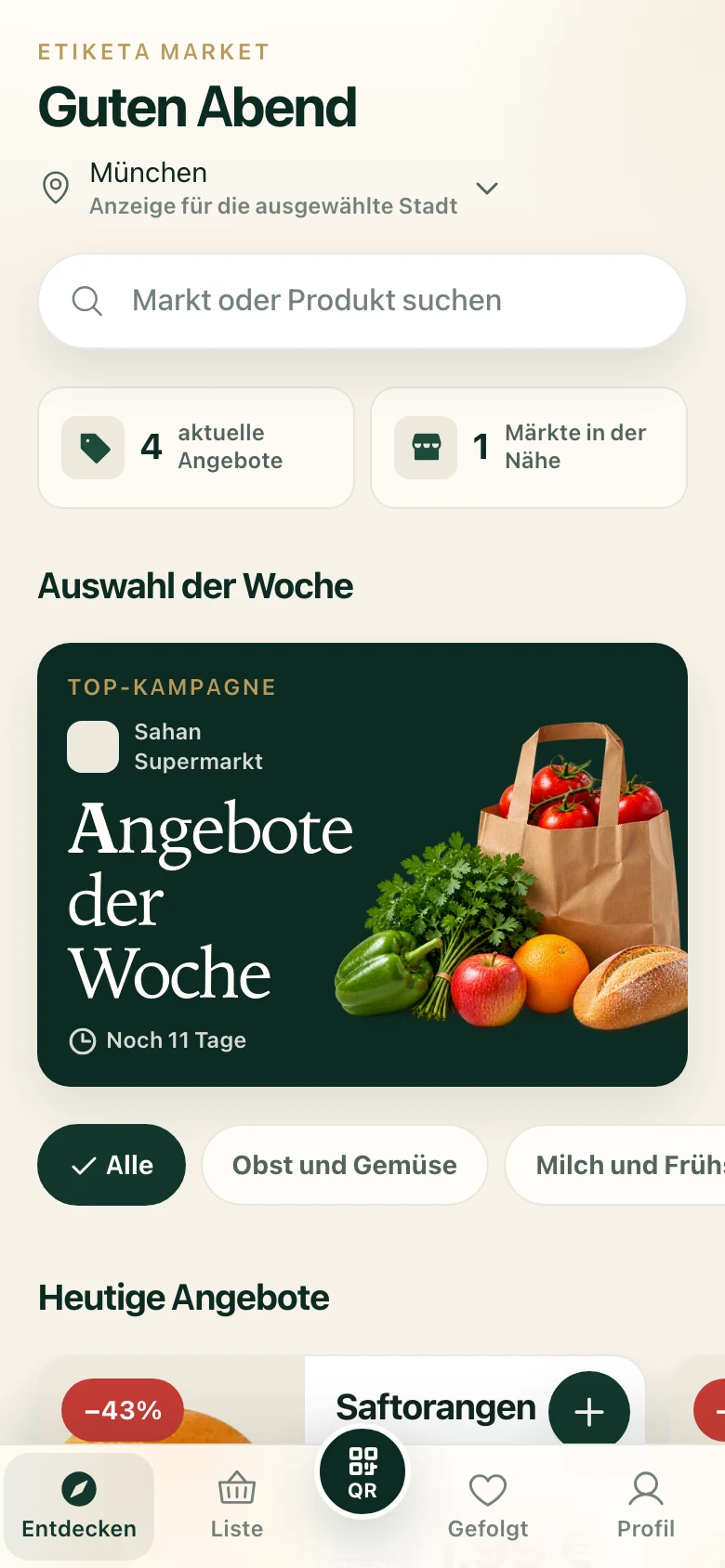 Etiketa Market mit Märkten und lokalen Angeboten