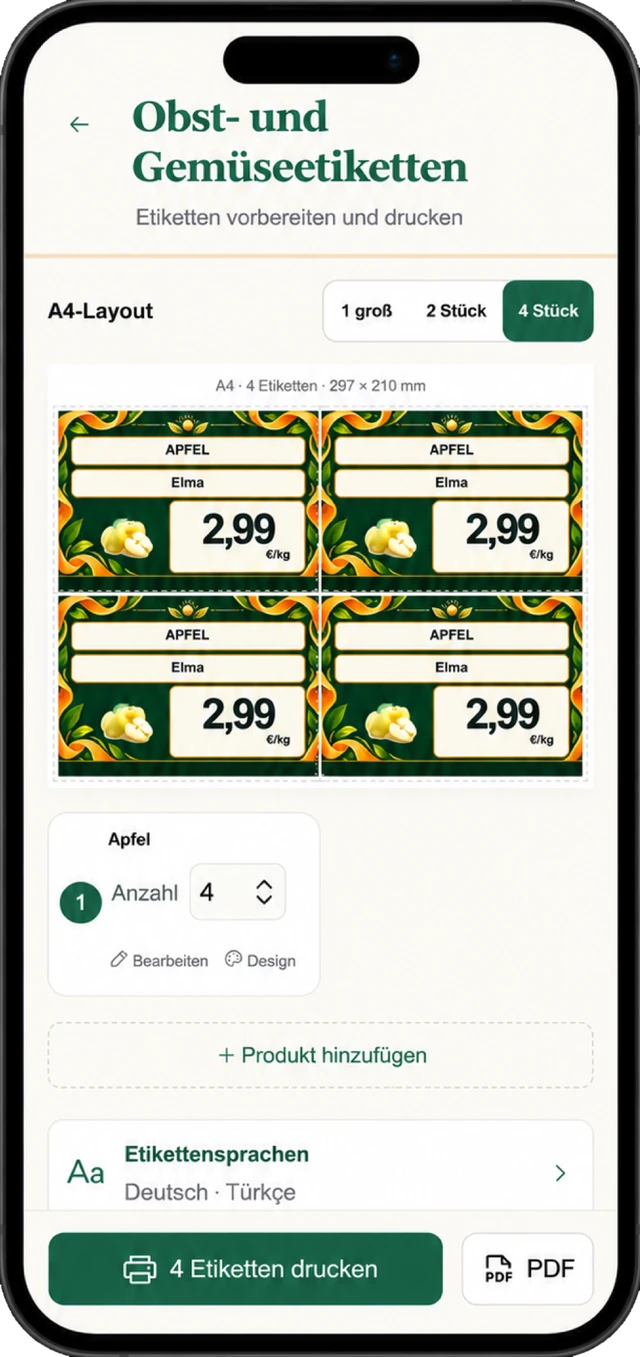 Obst- und Gemüseetiketten